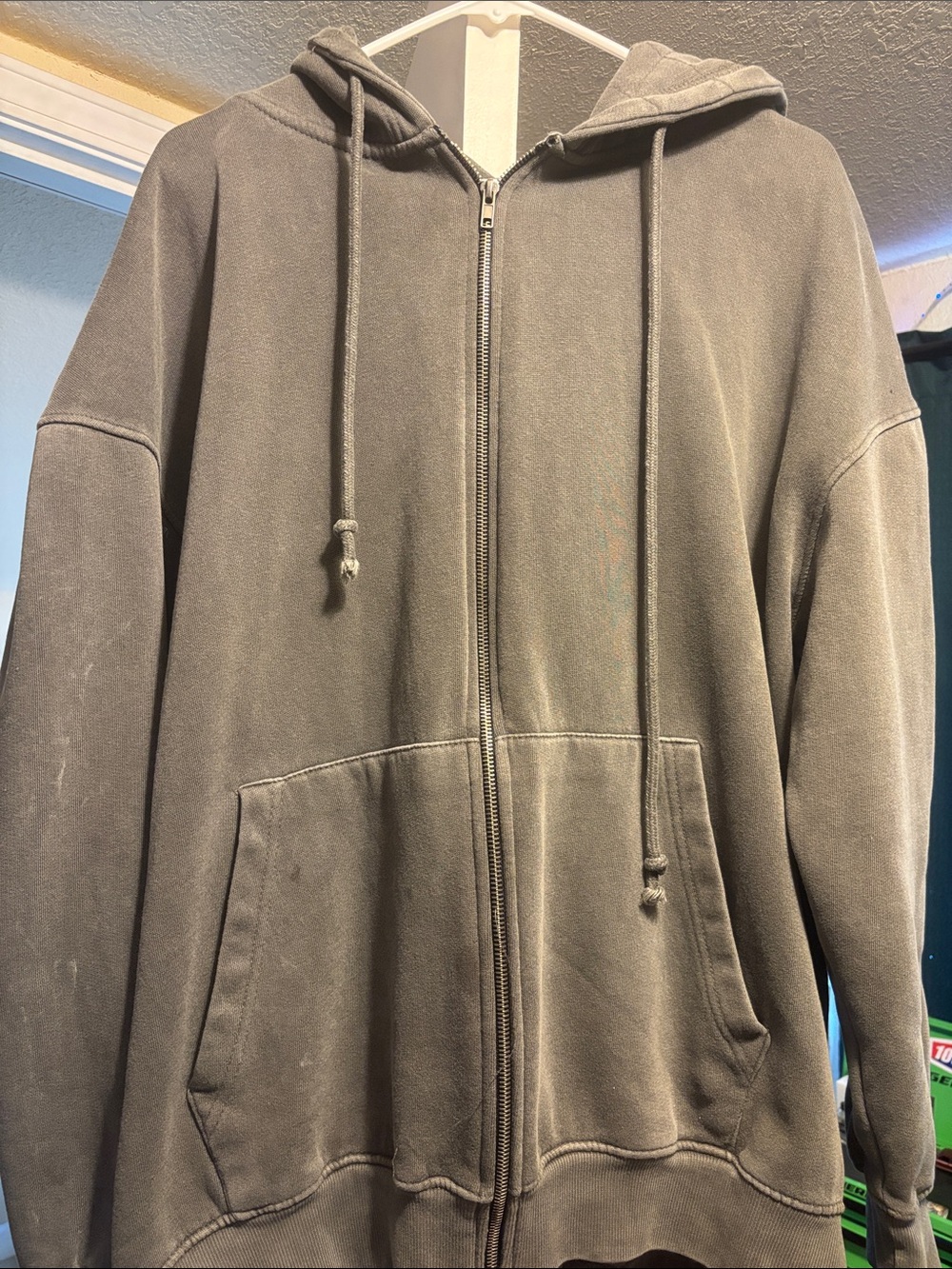 Men's Zip-Up Hooded Sweatshirt - Brown